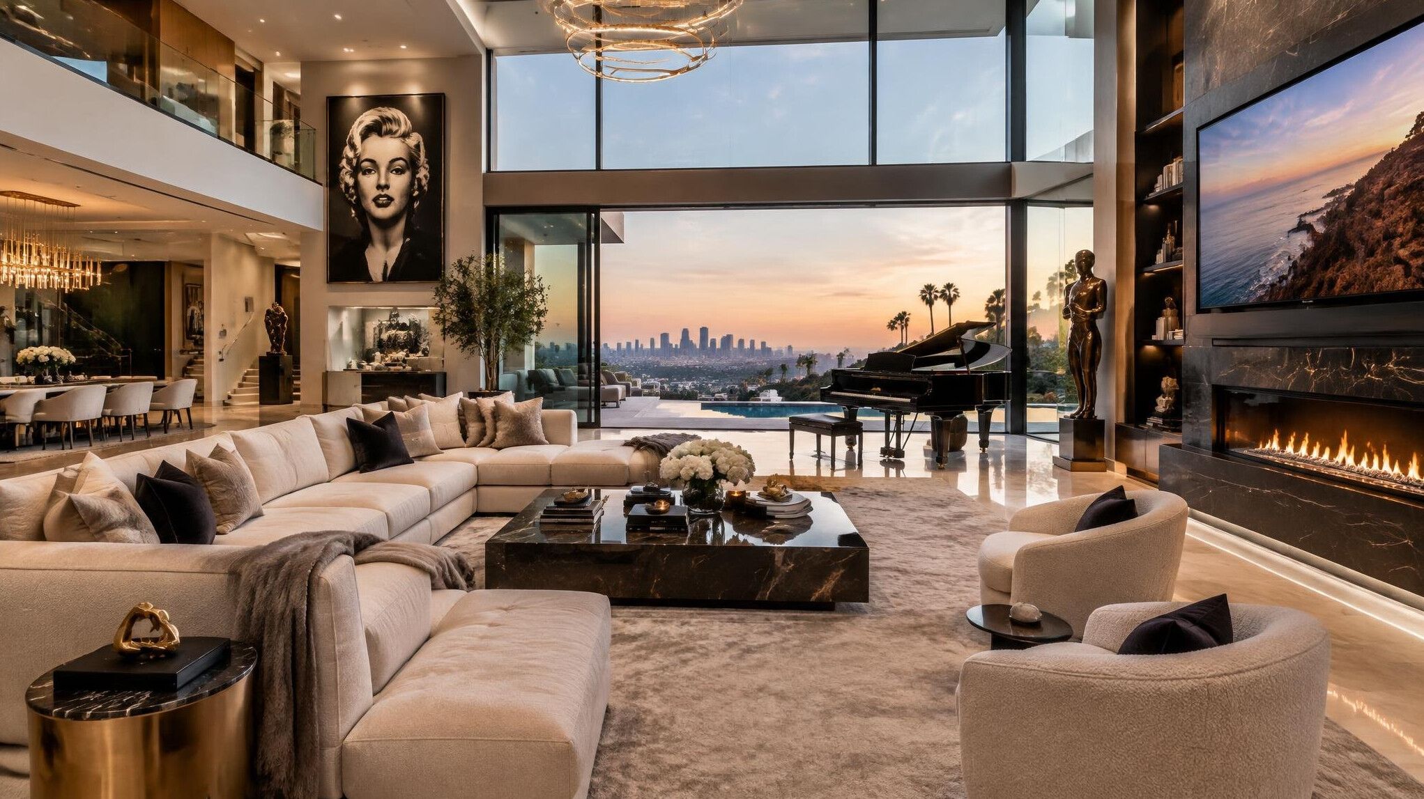 luxury celebrity living room interior